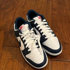Nike Men's White and Navy Dunks
